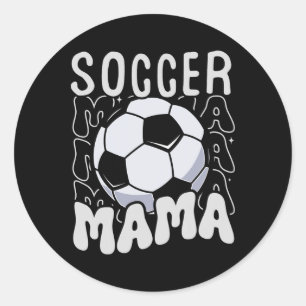 Voetbal Mama Groovy Retro Voetbal Mama Moederdag Ronde Sticker