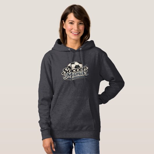 Voetbal Mama Hoodie – Vintage Sport Moeder Pullove (Voorkant volledig)
