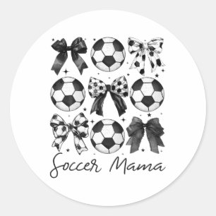 Voetbal Mama Shirt Coquette Strik Voetbal Moeder Ronde Sticker