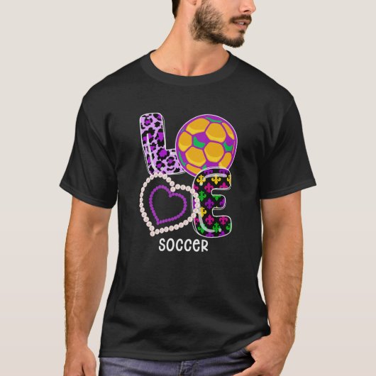 Voetbal Mardi Gras Funny Festival Lover T-shirt (Voorkant)