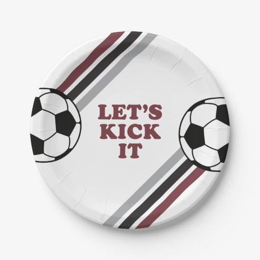 Voetbal Maroon Stripes Laten we het Verjaardag Sch Papieren Bordje (Voorkant)