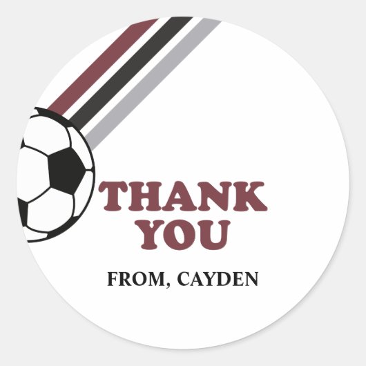 Voetbal Maroon Stripes Laten we het Verjaardag Sch Ronde Sticker (Voorkant)