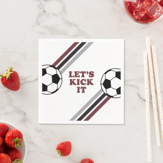 Voetbal Maroon Stripes Laten we het Verjaardag Sch Servet (Insitu)