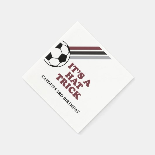 Voetbal Maroon Stripes Pet Trick 3e Verjaardag Servet (Hoek)