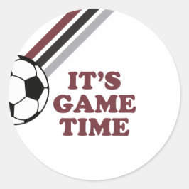 Voetbal Maroon Stripes Spel Tijd Verjaardag Ronde Sticker
