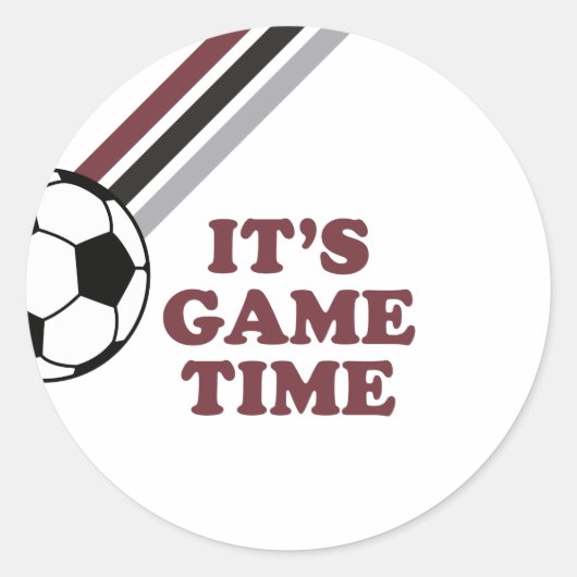 Voetbal Maroon Stripes Spel Tijd Verjaardag Ronde Sticker (Voorkant)