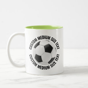 Voetbal & Medium tekst LIME GROEN 11oz Aangepast Tweekleurige Koffiemok