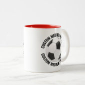 Voetbal & Medium Tekst Rood 325ml Custom Tweekleurige Koffiemok (Voorkant rechts)