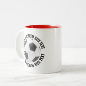 Voetbal & Medium Tekst Rood 325ml Custom Tweekleurige Koffiemok (Voorkant links)