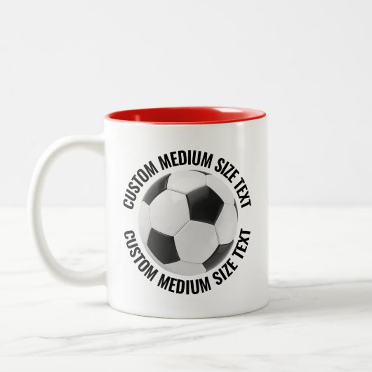Voetbal & Medium Tekst Rood 325ml Custom Tweekleurige Koffiemok (Links)