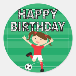 Voetbal meisje 1 Rood en wit Ronde Sticker