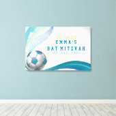 VOETBAL MEISJE Aqua Bat Mitzvah Inlogbord Canvas Afdruk (Insitu (Houten vloer))