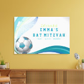 VOETBAL MEISJE Aqua Bat Mitzvah Inlogbord Canvas Afdruk (Insitu (Woonkamer))