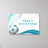 VOETBAL MEISJE Aqua Bat Mitzvah Inlogbord Canvas Afdruk (Voorkant)