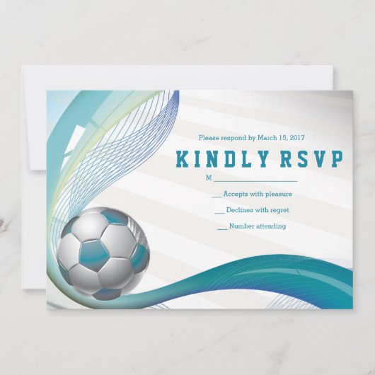 VOETBAL MEISJE Aqua Bat Mitzvah RSVP-kaart Bedankkaart (Voorkant)