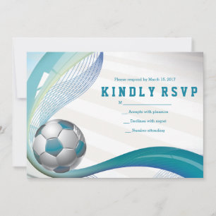 VOETBAL MEISJE Aqua Bat Mitzvah RSVP-kaart Bedankkaart