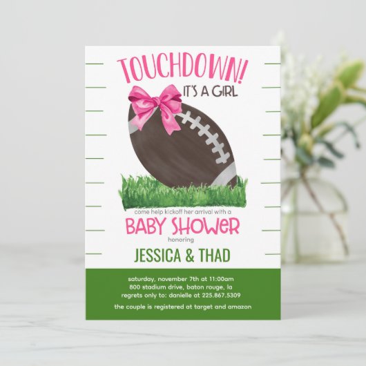 Voetbal Meisje Baby Shower Kaart (Staand voorkant)