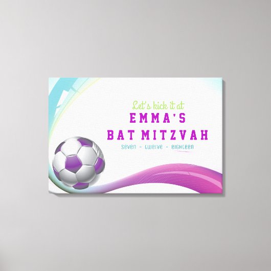 VOETBAL MEISJE Bat Mitzvah Inlogbord Canvas Afdruk (Voorkant)
