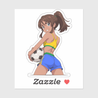 Voetbal Meisje Brazilië Sticker
