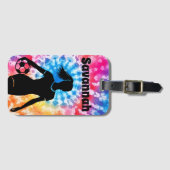 Voetbal Meisje Gepersonaliseerde Stropdas-Dye Rain Bagagelabel (Voorkant (horizontaal))