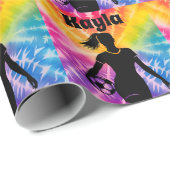 Voetbal Meisje Gepersonaliseerde Stropdas-Dye Rain Cadeaupapier (Rol Hoek)