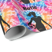 Voetbal Meisje Gepersonaliseerde Stropdas-Dye Rain Cadeaupapier (Rol Hoek)
