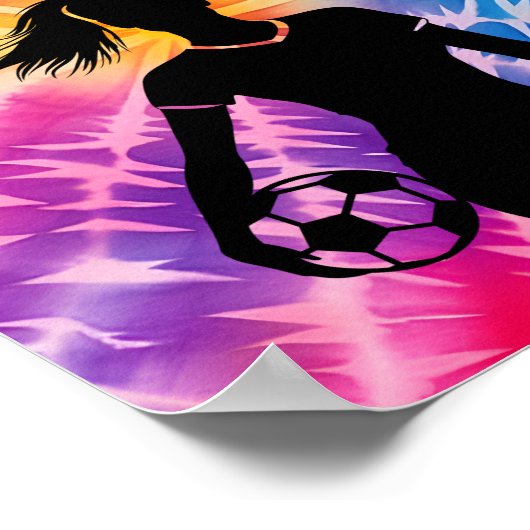 Voetbal Meisje Gepersonaliseerde Stropdas-Dye Rain Poster (Hoek)