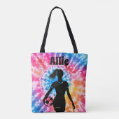 Voetbal Meisje Gepersonaliseerde Stropdas-Dye Rain Tote Bag (Achterkant)