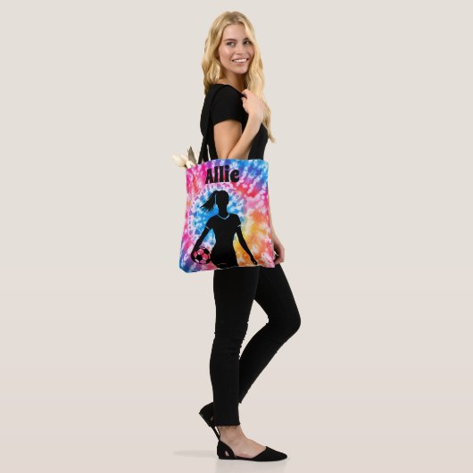 Voetbal Meisje Gepersonaliseerde Stropdas-Dye Rain Tote Bag (Op model)