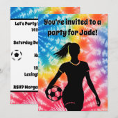 Voetbal Meisje Gepersonaliseerde Stropdas-Dye Rege Kaart (Voorkant / Achterkant)