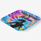 Voetbal Meisje Gepersonaliseerde Stropdas-Dye Rege Papieren Bordje (Gebogen)