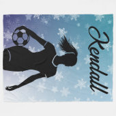Voetbal meisje gepersonaliseerde winter ombre snee fleece deken (Voorkant (Horizontaal))