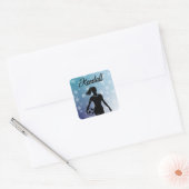 Voetbal meisje gepersonaliseerde winter ombre snee vierkante sticker (Envelop)