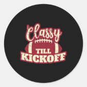 Voetbal Meisje Gift Cly Till Kickoff Herfst Voetba Ronde Sticker (Voorkant)