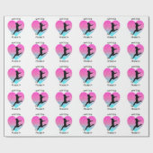 Voetbal Meisje Hart w / Naam Cadeaupapier (Vlak)