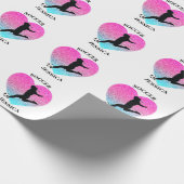 Voetbal Meisje Hart w / Naam Cadeaupapier (Hoek)