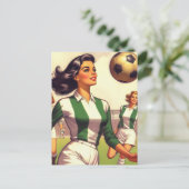  voetbal meisje illustratie briefkaart (Staand voorkant)