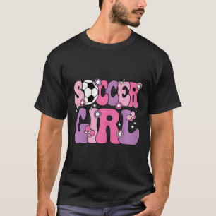 Voetbal Meisje Schattig Groovy Voetbal Liefhebber T-shirt