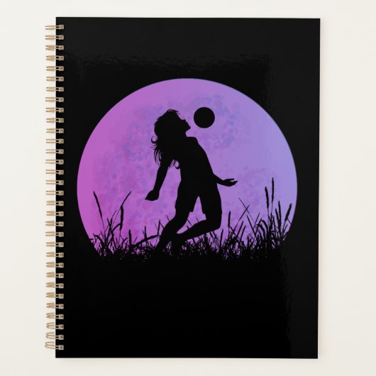 Voetbal Meisje Silhouette Maanlicht Planner (Voorkant)
