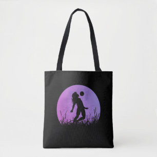 Voetbal Meisje Silhouette Maanlicht Tote Bag