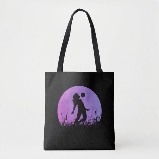 Voetbal Meisje Silhouette Maanlicht Tote Bag (Voorkant)