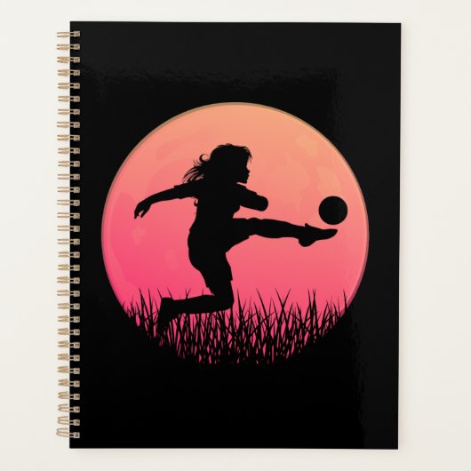 Voetbal Meisje Silhouette Mooie Zon Planner (Voorkant)