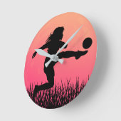 Voetbal Meisje Silhouette Mooie Zon Ronde Klok (Hoek)