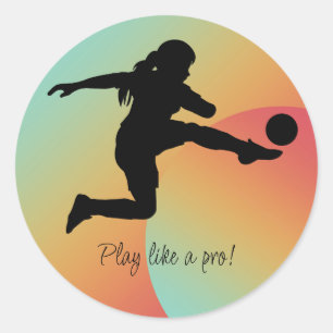 Voetbal Meisje Speler Football Team Ronde Sticker