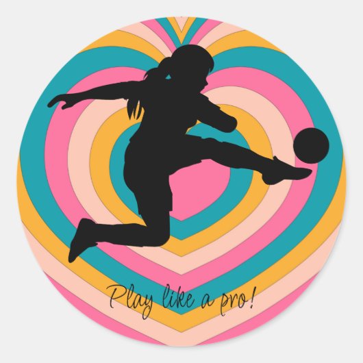 Voetbal Meisje Speler Football Team Ronde Sticker (Voorkant)