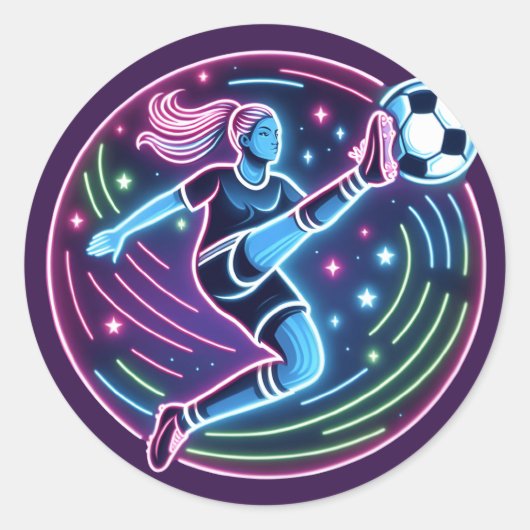 Voetbal meisje speler ronde sticker (Voorkant)