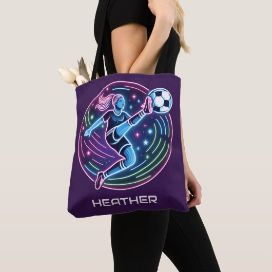 Voetbal meisje speler tote bag (Dichtbij)