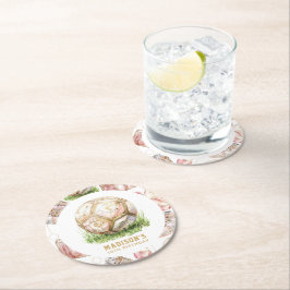 Voetbal Meisje Verjaardag Gepersonaliseerde Rosego Ronde Kartonnen Onderzetter