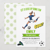 Voetbal Meisje verjaardag uitnodiging (Voorkant / Achterkant)