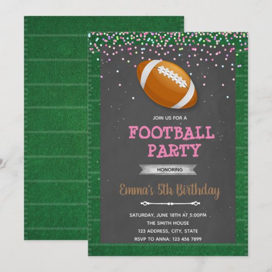 Voetbal meisje zwembad feest verjaardagsuitnodigin kaart (Voorkant / Achterkant)